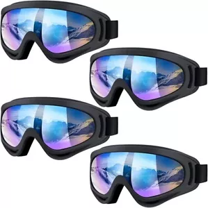 4 PACK SKI GOGGLES MOTORCYCLE SNOWBOARD SNOW GOGGLES FOR MEN WOMEN YOUTH ADULT - Picture 1 of 6