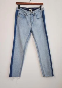 Pantalones de mezclilla Roxy talla 26" azul lavado claro boyfriend calce borde deshilachado tobillo grazer - Imagen 1 de 6