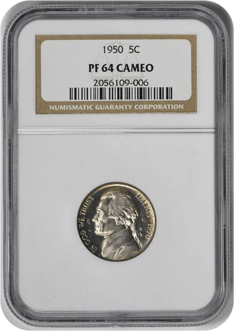 1950 Jefferson Nickel PF64 CAM NGC Cover