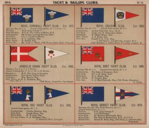 ROYAL YACHT/SAILING CLUB FLAGS C-D Cornwall Kongelig Dansk Dart Dee Dorset 1914 - Imagen 1 de 1