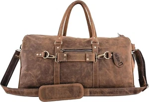 Genuine Leather Duffle Bag 20" Men and Women Overnight Weekend Bags - Picture 1 of 5
