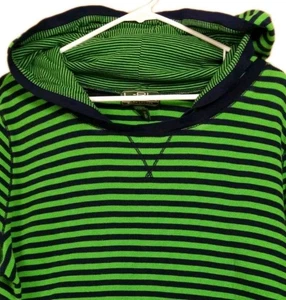 L-RL Ralph Lauren Active Damen 3X Kapuze Waffelstrick grün marine gestreift Top - Bild 1 von 12