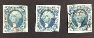 US 1862-1871 VF Used Sc#R5a, R7a, R9a, Imperf. Cv$34, (ED) - Picture 1 of 2