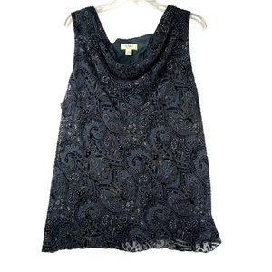 Cato Damen Samt Ausbrenner Top - Schwarz - Größe 26/28 - Bild 1 von 9