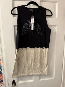Disturbia NEU MIT ETIKETT ausgebleichtes Tshirt Kleid Größe 4 Moon Hands Goth Emo - Bild 1 von 3