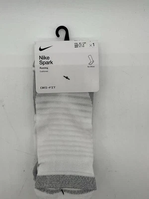 NUEVO UN PAR DE CALCETINES PARA MUJER NIKE SPARK DRI FIT RUNNING LIGEROS NO SHOW BLANCOS Foto 1 de 3