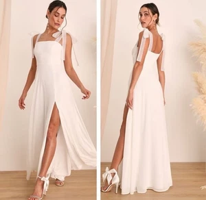 Lulus Radiant Romance Maxikleid weiß Bindeband Größe Medium Braut ärmellos - Bild 1 von 9
