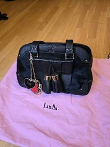 Luella Bag Bernie Bowling Pony Hair Fur Designer Black Skull Lips Charm Leather - Picture 1 of 6
