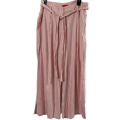 Joules Drew Pants Womens Size 10 Wide Leg Red White Stripe Tie Belt Coastal Crop - Image 1 of 4