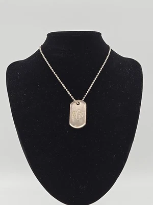Tiffany & Co. Dog Tag Necklace Pendant Sterling Silver Engraved (CGW) - Image 1 of 4