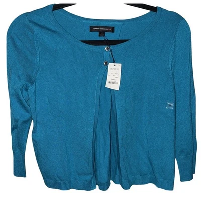 Nuevo con etiquetas Suéter Express Para Mujer Pequeño Verde Azulado Ligero Tejido Manga 3/4 Cárdigan Top Foto 1 de 4
