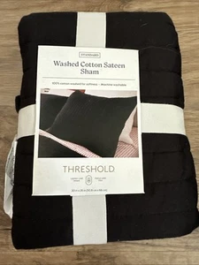 Standard Washed Cotton Sateen Quilt Sham Black - Threshold: 250 Thread Count - Picture 1 of 2