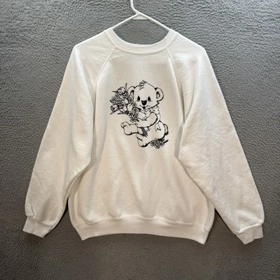 Sudadera De Colección Tultex Para Mujer XL Blanca Cuello Redondo Naturaleza Koala Oso Años 90 Y2K Foto 1 de 4