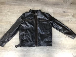 Guess Men's Brown Faux Leather Racing Motorcycle Sports Jacket, Size Medium - Picture 1 of 14