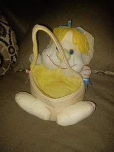 Vintage 1989 sehr selten Nylon Osterhase Korb Fallschirm Material Kissen Plüschtier - Bild 1 von 9