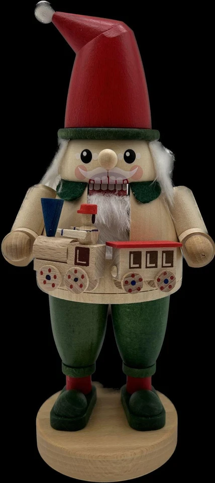Wood Nutcracker Gnome With Train Colourful Height 23cm Leprechaun Design - Image 1 of 1