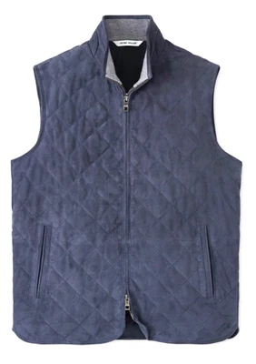 Peter Millar Men's Crown Galxy Quilted  Suede Vest Jacket  MF24Z07 Size L $895 - Image 1 of 4