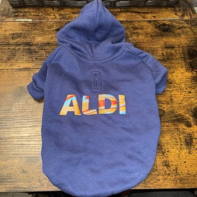 Nuevo sin etiquetas Talla Pequeña Aldi Gear Pet Suéter Logo Sudadera con Capucha con Agujero de Correa Azul Marino Foto 1 de 4