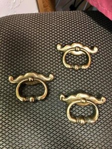 Lot of 3 vintage Brass Dresser  drawer pulls Hardware - Picture 1 of 4