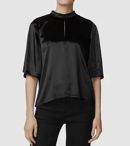 NEW $574 J Brand Women's Black Velvet Keyhole Neck 3/4 Sleeve Blouse Top Size XS - Picture 1 of 2