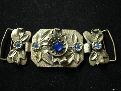 Antique Royal M Mfg Co Victorian Art Nouveau Gold Tone Metal Belt Buckle Flower - Image 1 of 2