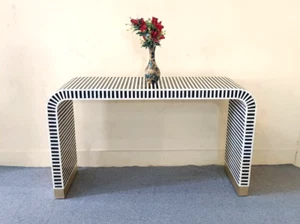 handmade bone inlay U console table, bone inlay furniture, bone inlay tables, - Picture 1 of 6