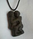 Vintage Jewellery Lovers Pendant on Leather Necklace Tribal Goth Fetish Jewelry 