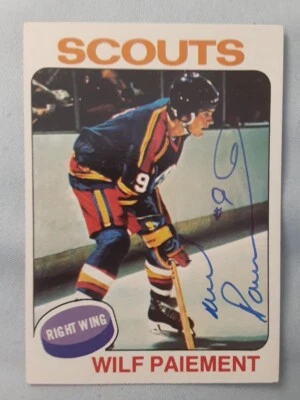☆SIGNED WILF PAIEMENT (2nd Year)☆ Kansas City Scouts 1975-76 Topps #195 EX - Image 1 of 2