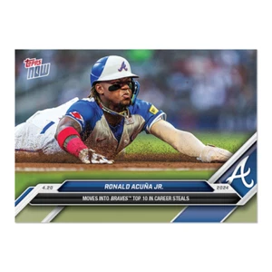 Ronald Acuna Jr. Braves 10th All-Time Steals 2024 MLB TOPPS NOW Card 103 prevendita - Foto 1 di 2