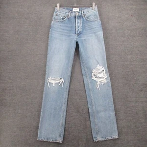 Agolde Jeans Womens 25 Lana Straight Distressed Light Wash Blue Cotton - Picture 1 of 12