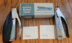 VTG Pair Of Bates 88P Hand Grip Staplers. Works. W/partial Box Of Staples. USA - Picture 1 of 19