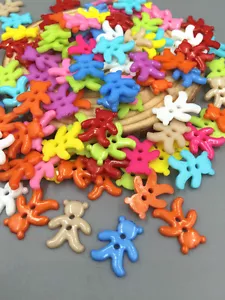 100pcs Bear Mixed Colors Resin Buttons 2 holes Fit Sewing and Scrapbooking 16mm - Picture 1 of 3