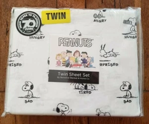 Peanuts Snoopy Emotions Twin Sheet 3 Piece Set by Berkshire NEW Cute!! - Picture 1 of 4
