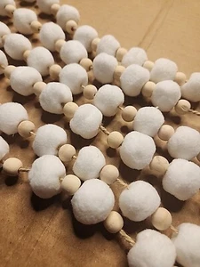 6x Popcorn Garland 6' Felt Pompom Wood Bead Garland Decor Christmas Tree - Picture 1 of 5