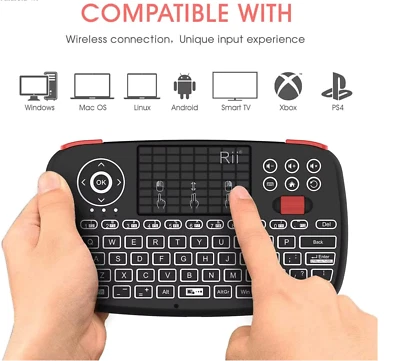 Rii I4 Bluetooth Dual connection Mode Wireless Mini Media Keyboard Touchpad BNIB - Image 1 of 4