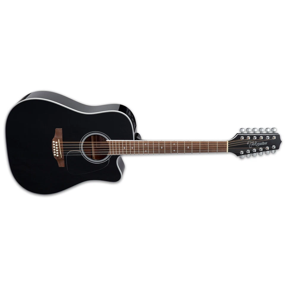 Takamine GD38CE-BLK Solid Top 12-String Acoustic Electric Guitar w/Bag Black