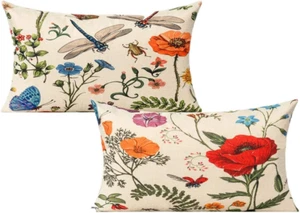 All Smiles Lumbar 12X20 Throw Pillow Covers Set of 2Outdoor Summer Spring Garden - Picture 1 of 12
