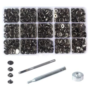 100 Sets - 12mm1/2" Metal Line 20 Gunmetal Black Plated Steel Snaps Fastener ... - Picture 1 of 7