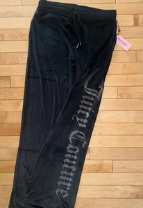 NEU! Neu mit Etikett Juicy Couture Velours Glitzer Logo Jogginghose schwarz Größe M - Bild 1 von 4