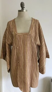 Vintage1970s Short Part-Lined Kimono with Striped Pattern - Picture 1 of 9