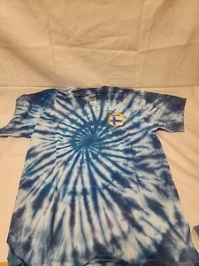 Finland Flag Tie Dye Shirt Large Short Sleeves 100 % Cotton New Blue - Picture 1 of 5