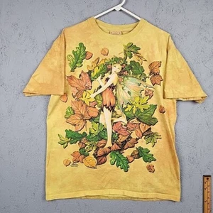 Vintage The Mountain Shirt Mens Large L Yellow Tye Dye 2000 Applejack Fairy - Picture 1 of 6