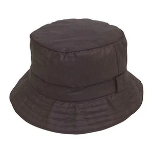 Unisex Mens Ladies Boonie Buch Black Waxed Bucket Hat - Picture 1 of 1