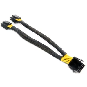 8P Female to Dual 8Pin(4+4) Male Y-Splitter Adapter Cord Sleeved Cable for CPU - Afbeelding 1 van 8