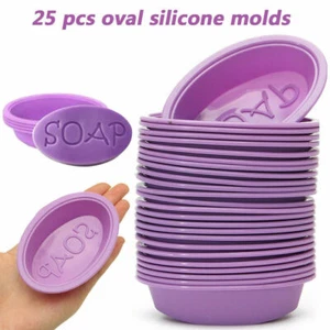 25PCS Silicone Oval Soap Molds Baking Mold Cupcake Liners Handmade Soap Mold - Foto 1 di 6