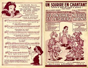 "UN SOURIRE EN CHANTANT" Partition orig. du film "BLANCHE-NEIGE ET LES 7 NAINS" - Picture 1 of 1