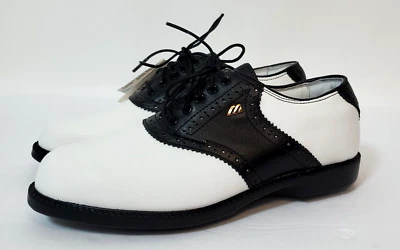 Mizuno Womens SZ 6 M White Black Leather Golf Shoes 9324 Ladies MST Cermet - Image 1 of 4