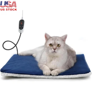 Electric Pet Heating Pad Adjustable Temp Timer Washable Cover Anti-Shock Safety - Picture 1 of 10