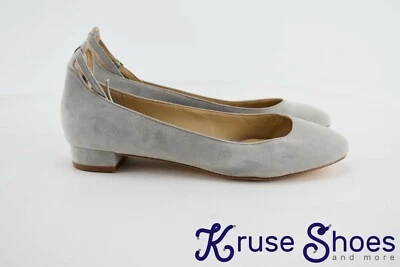 Lands End Women's Ankle Strap Ballet Flats "Pebble Gray" Suede Size 10B — 第 1/4 张图片