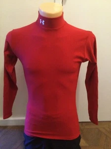 UNDER ARMOUR COLD GEAR BASE LAYER FITTED COMPRESSION MOCK TURTLE TOP RED SMALL - Picture 1 of 7